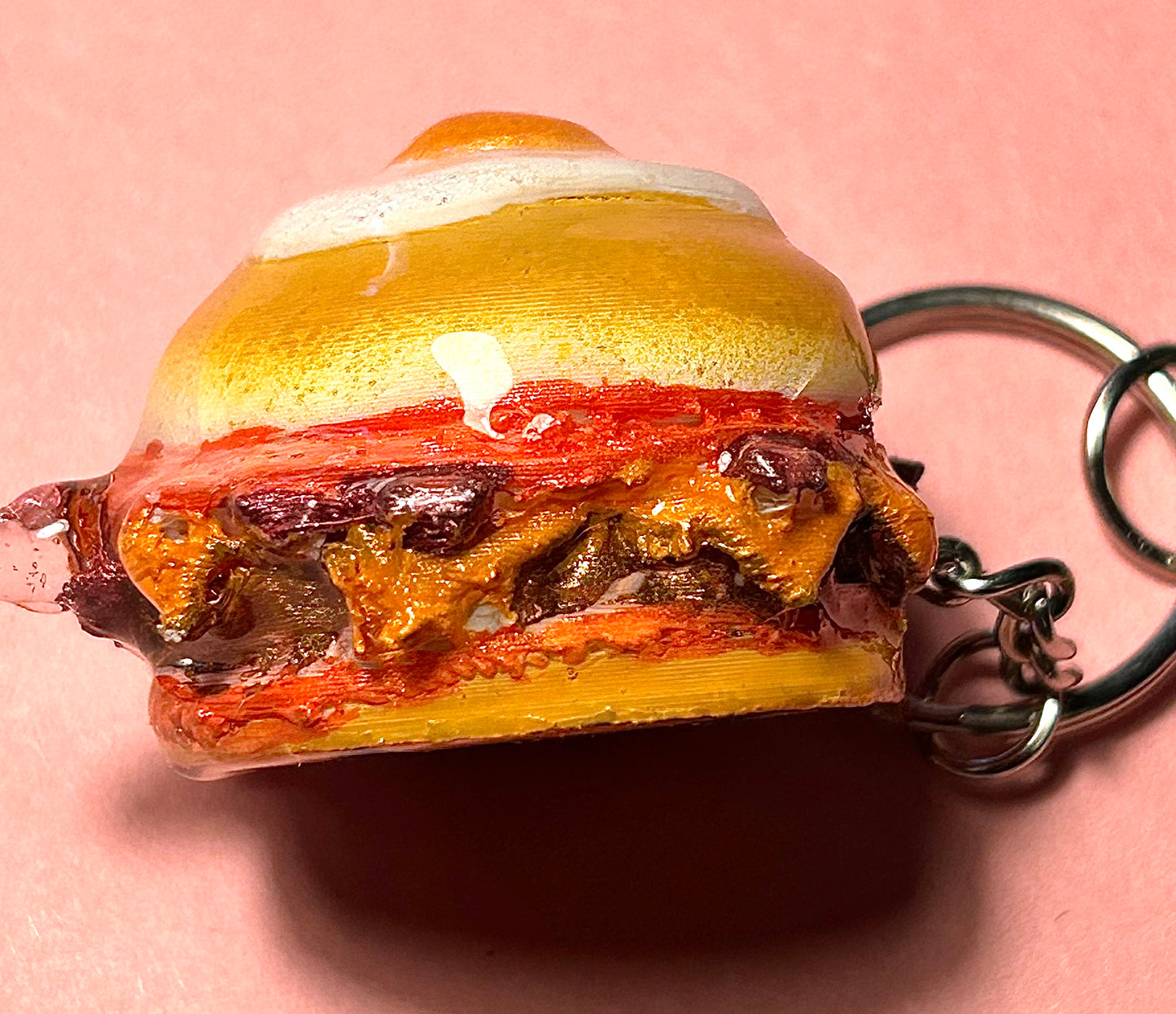 TJB89 Retro Burger Keychains - 3D Printed Food Accessories | 1950s Style