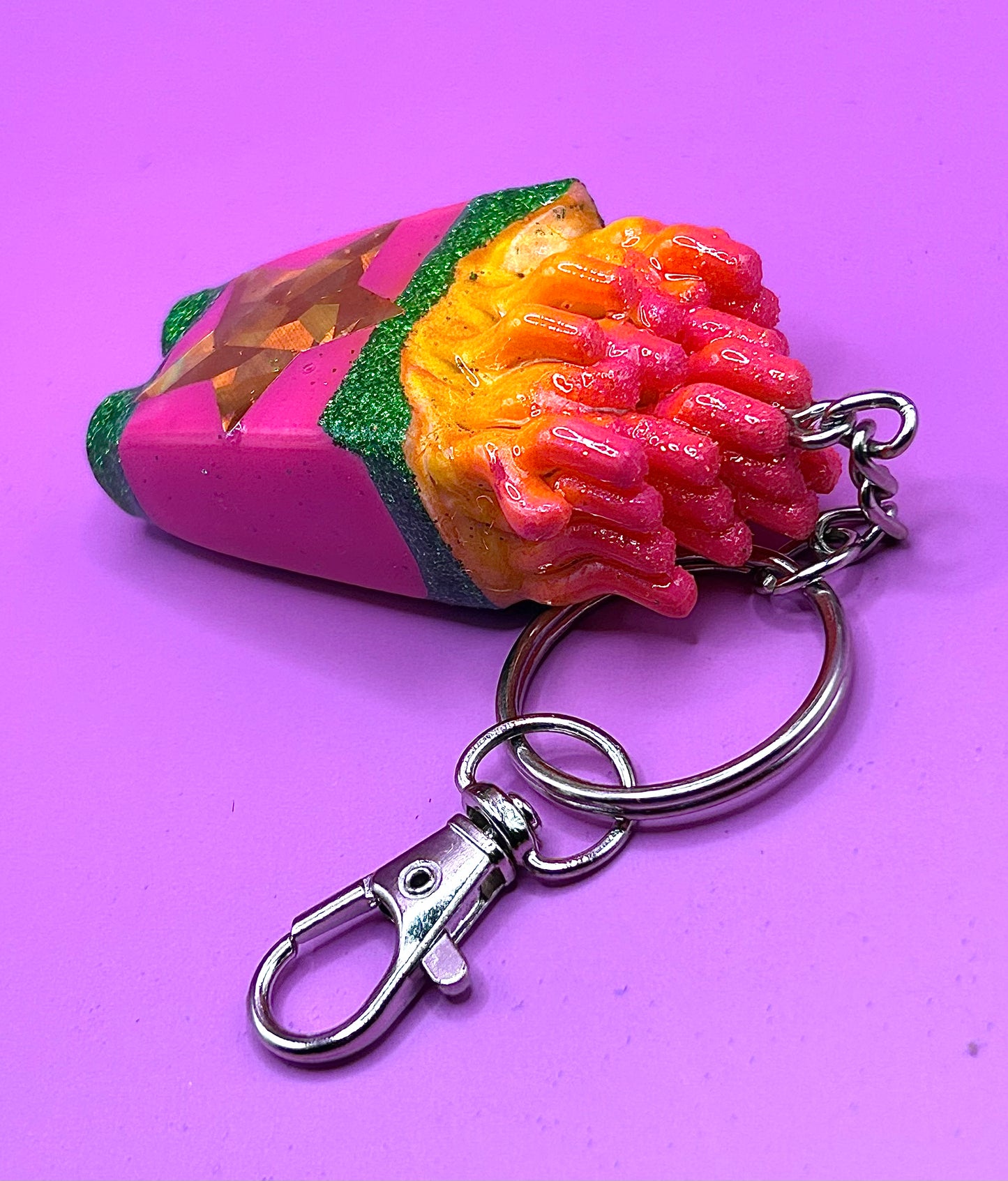 Fries Keychain - Retro Food Charm - Arcade Themed Fast-Food Keyring - Hand-Painted, 3D Printed-TJB89