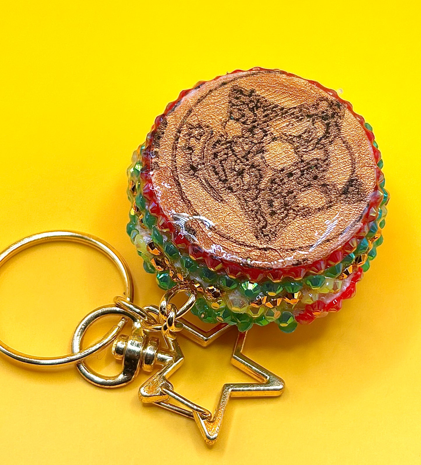 Burger Rhinestone keychain- 3D Printed Food Accessories | TheJungleBrunch89