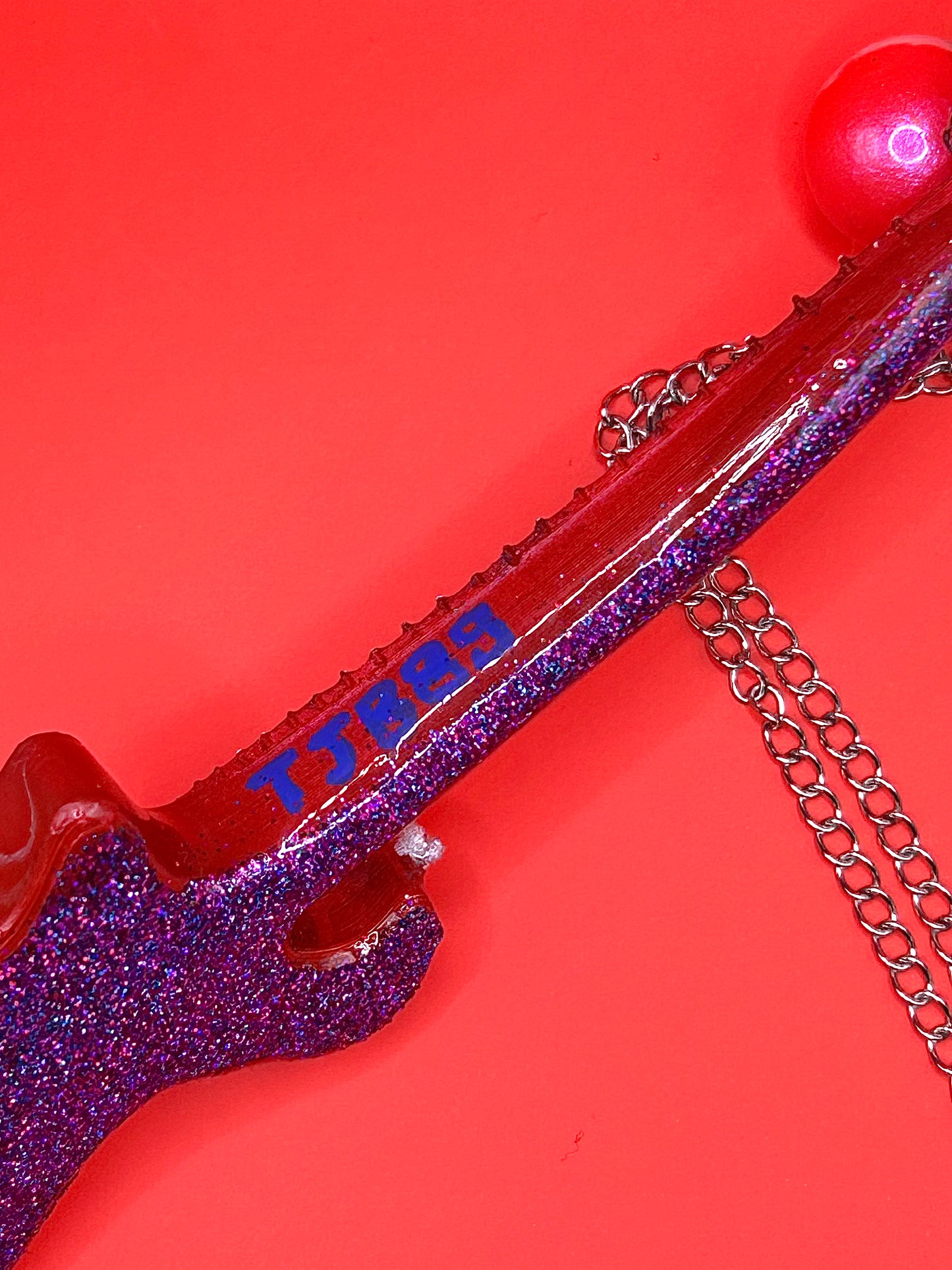 Musical Purple Guitar Keychain - Old-School Instrument Charm - Retro Vintage Keyring - Hand-Painted, 3D Printed-TJB89