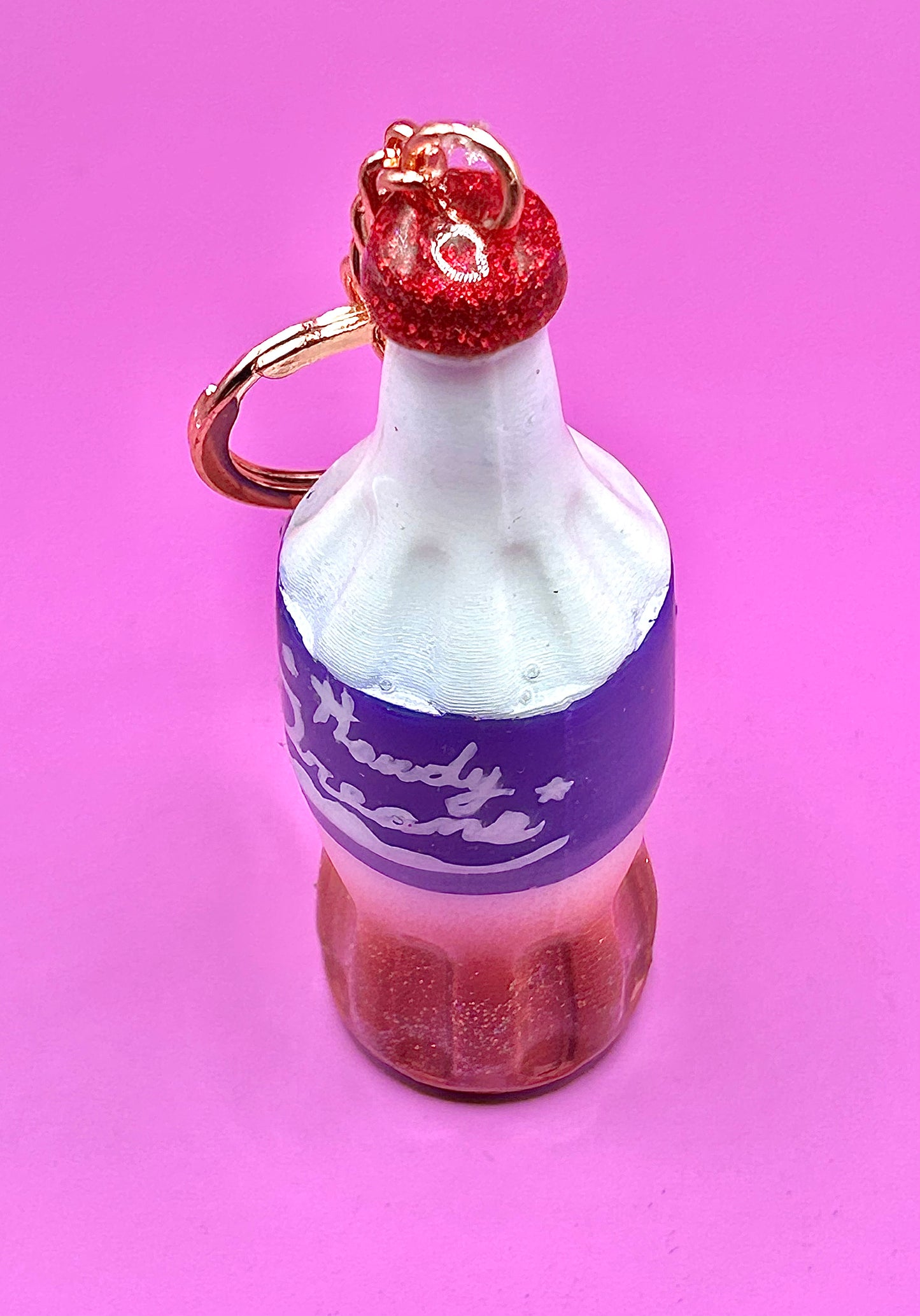 Retro Soda Bottle Keychain - 80s Style Drink Charm, Hand-Painted 3D Print - TJB89 Howdy dreams