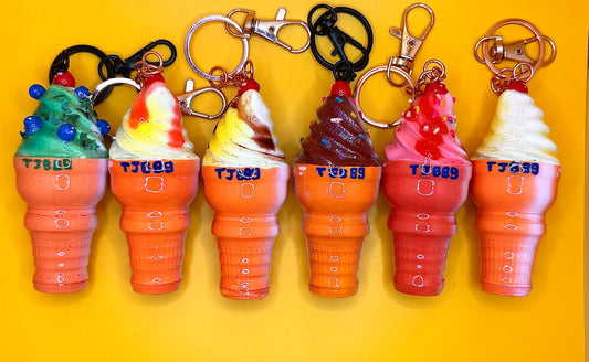 Retro dessert Keychain – Icecream Food Charm – OldSchool vintage Keyring – Hand‑Painted, 3D Printed-TJB89