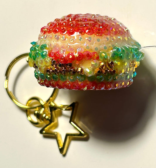 Burger Rhinestone keychain- 3D Printed Food Accessories | TheJungleBrunch89