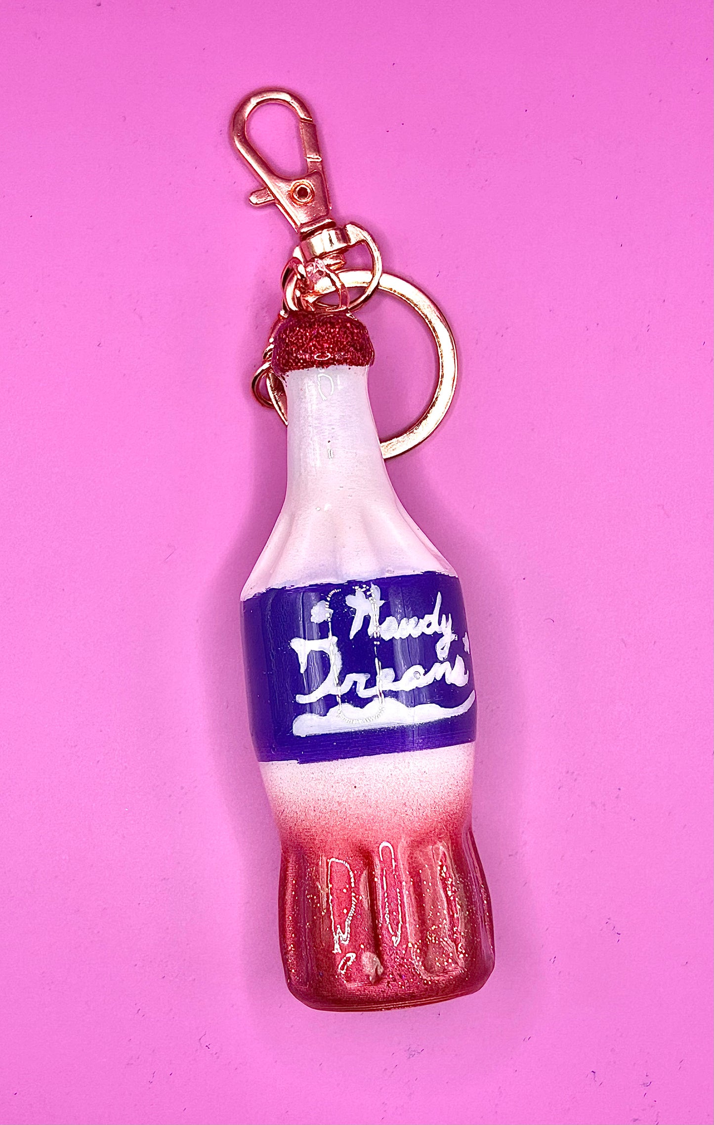 Retro Soda Bottle Keychain - 80s Style Drink Charm, Hand-Painted 3D Print - TJB89 Howdy dreams