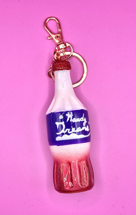 Retro Soda Bottle Keychain - 80s Style Drink Charm, Hand-Painted 3D Print - TJB89 Howdy dreams