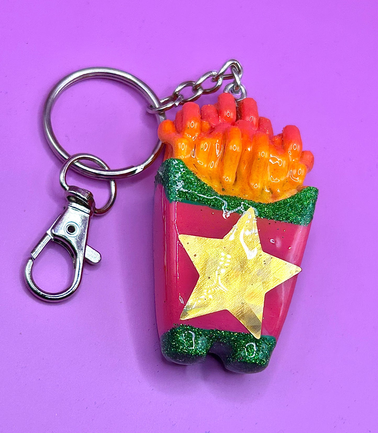 Fries Keychain - Retro Food Charm - Arcade Themed Fast-Food Keyring - Hand-Painted, 3D Printed-TJB89
