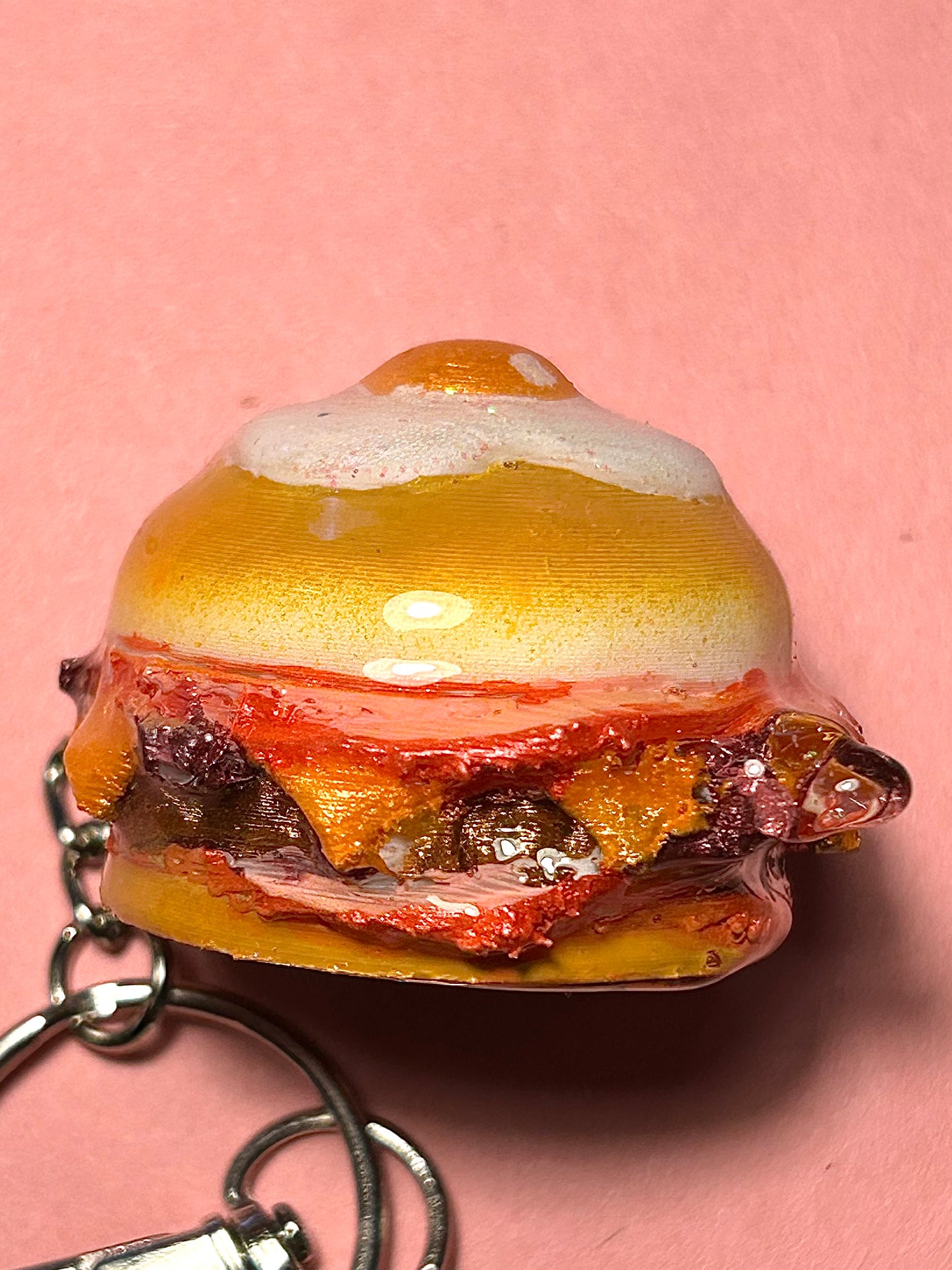 TJB89 Retro Burger Keychains - 3D Printed Food Accessories | 1950s Style