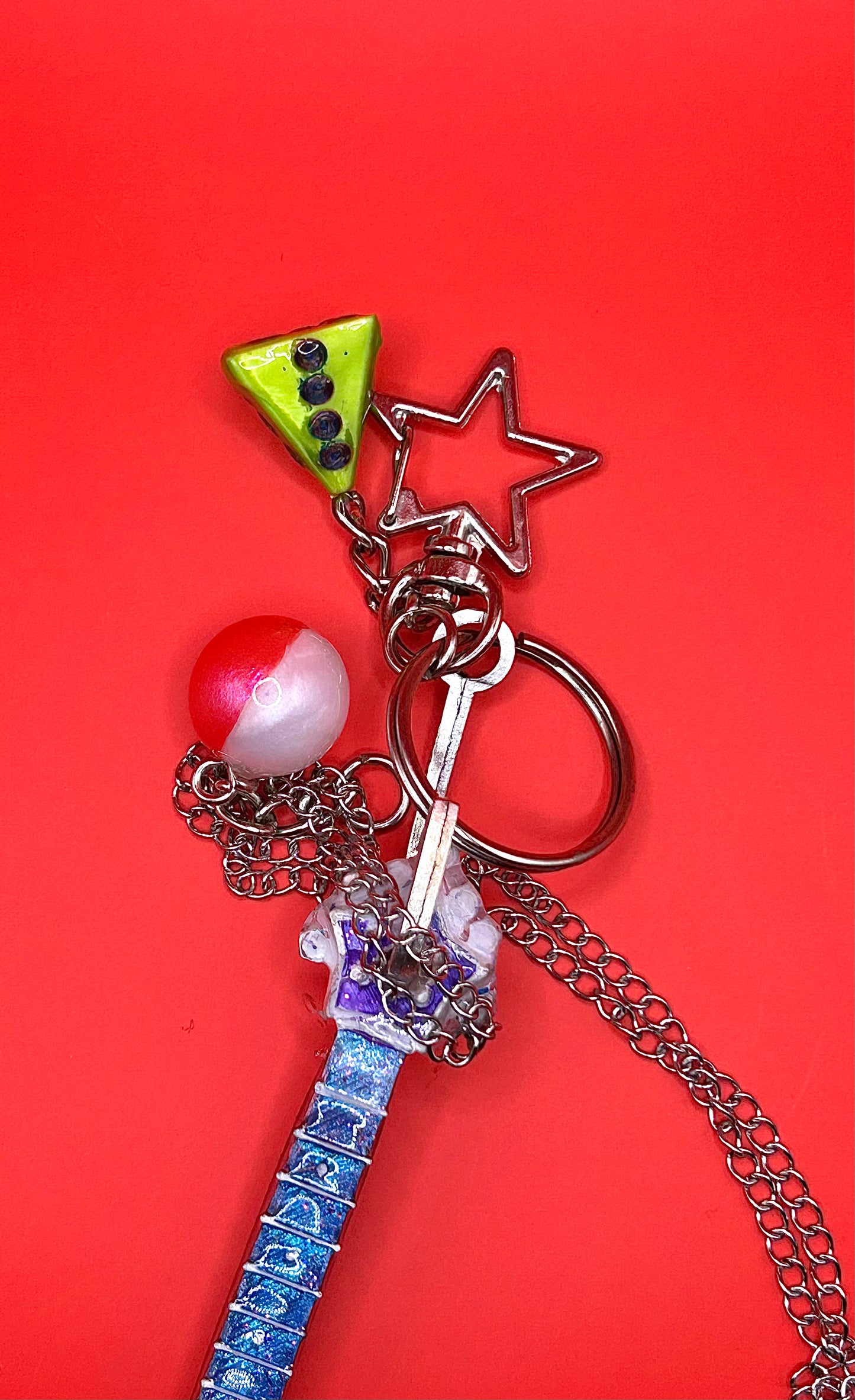Musical Purple Guitar Keychain - Old-School Instrument Charm - Retro Vintage Keyring - Hand-Painted, 3D Printed-TJB89