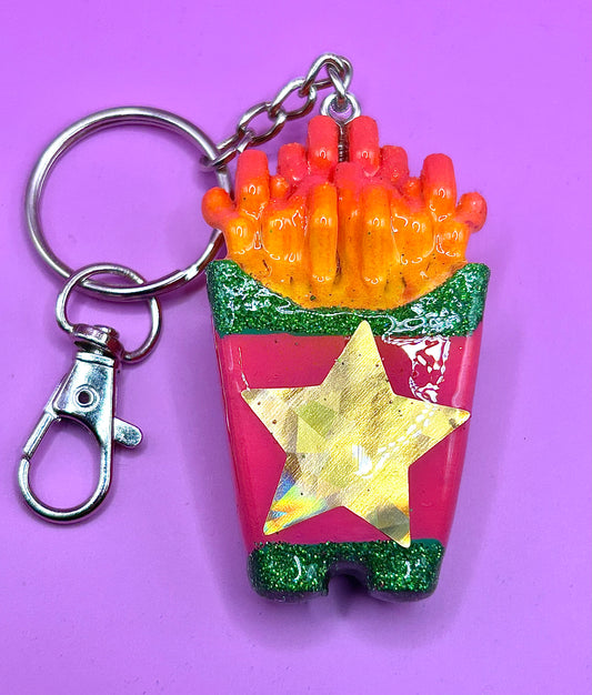 Fries Keychain - Retro Food Charm - Arcade Themed Fast-Food Keyring - Hand-Painted, 3D Printed-TJB89