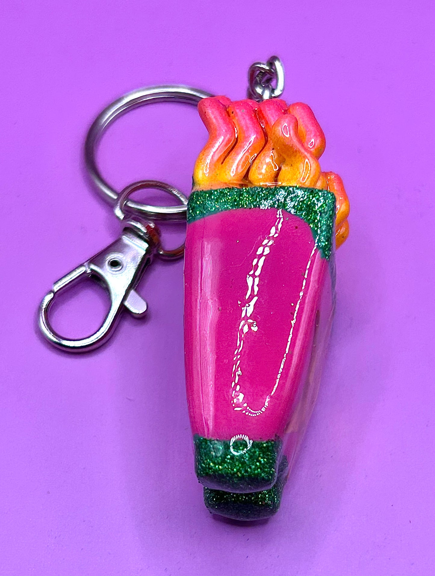Fries Keychain - Retro Food Charm - Arcade Themed Fast-Food Keyring - Hand-Painted, 3D Printed-TJB89