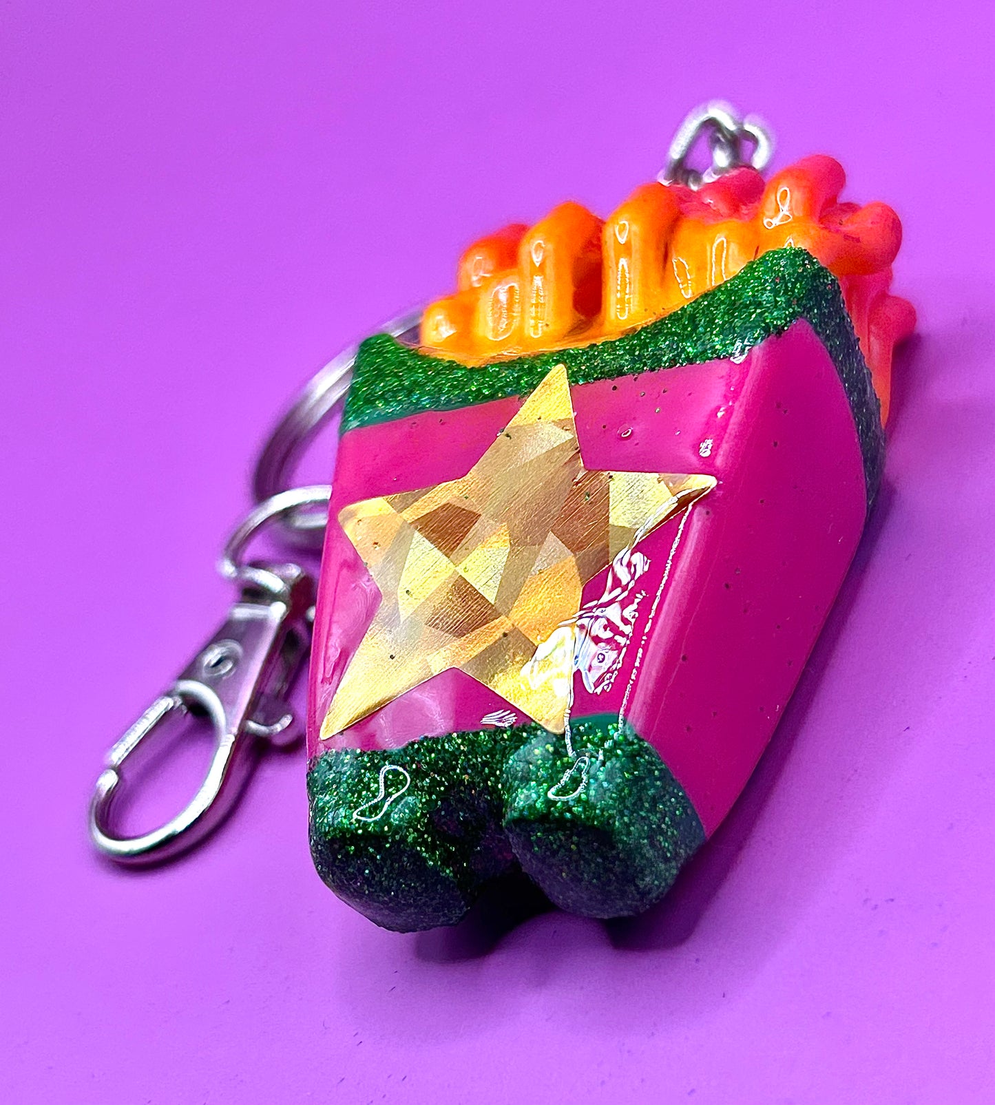 Fries Keychain - Retro Food Charm - Arcade Themed Fast-Food Keyring - Hand-Painted, 3D Printed-TJB89