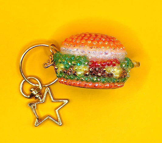 Burger Rhinestone keychain- 3D Printed Food Accessories | TheJungleBrunch89