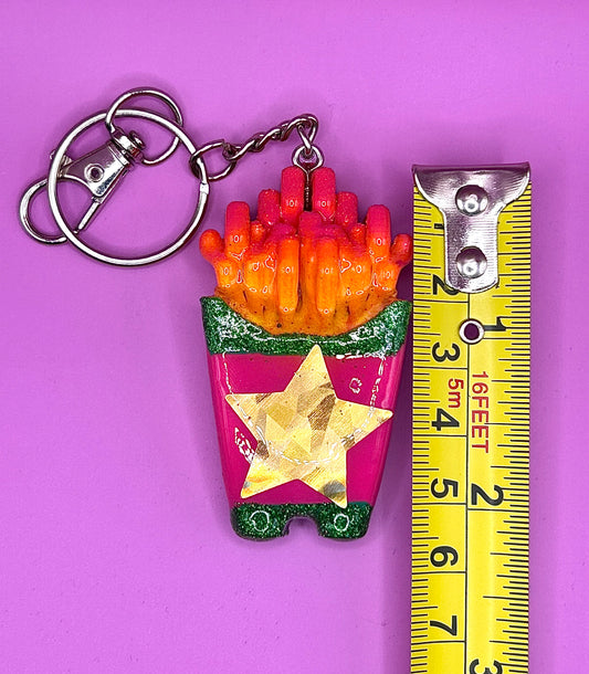 Fries Keychain - Retro Food Charm - Arcade Themed Fast-Food Keyring - Hand-Painted, 3D Printed-TJB89