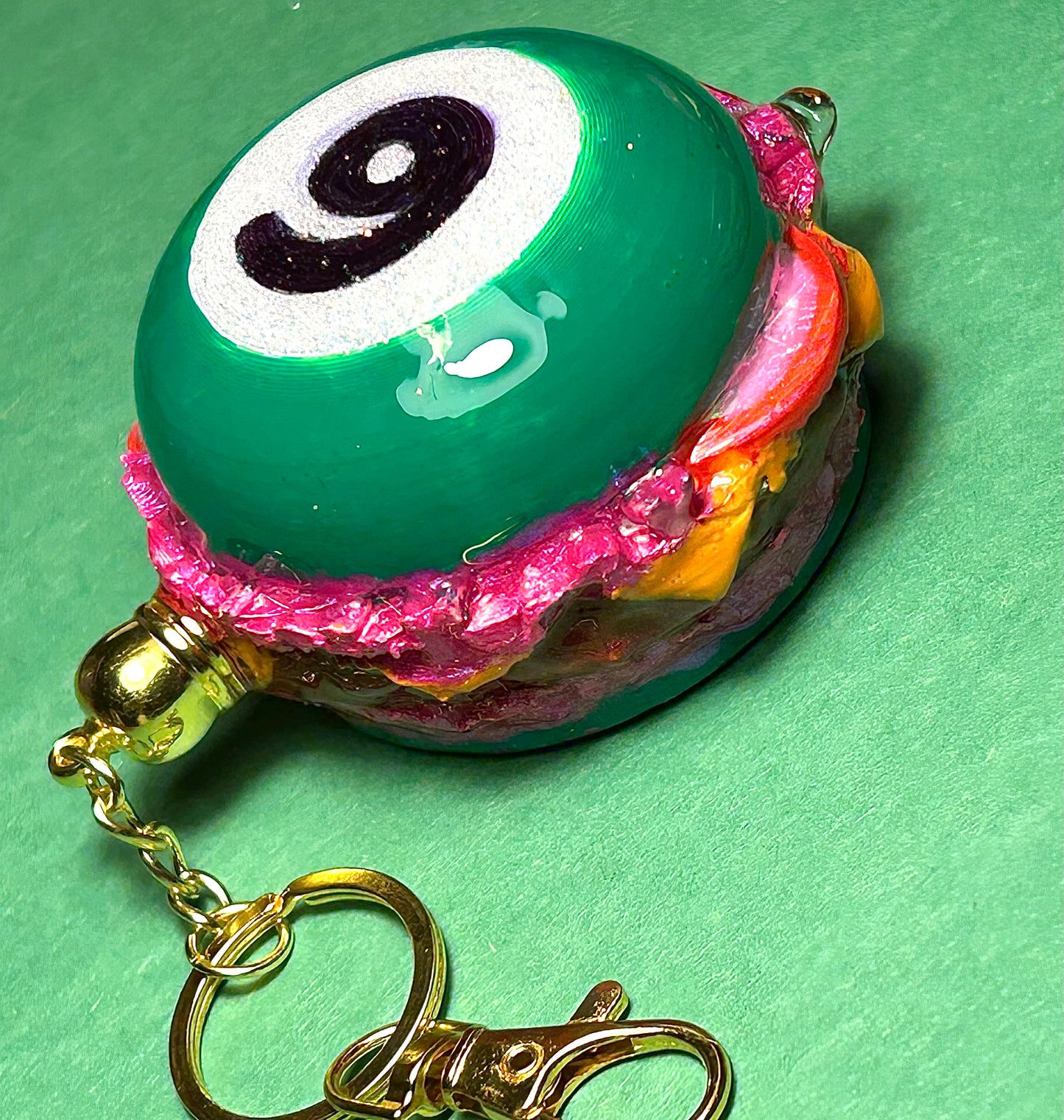 3D Printed Jumbo Billiard Burgers Keychains – Retro Fast-Food Charm, vintage, Custom-made 80s Accessory – TJB89 burgers