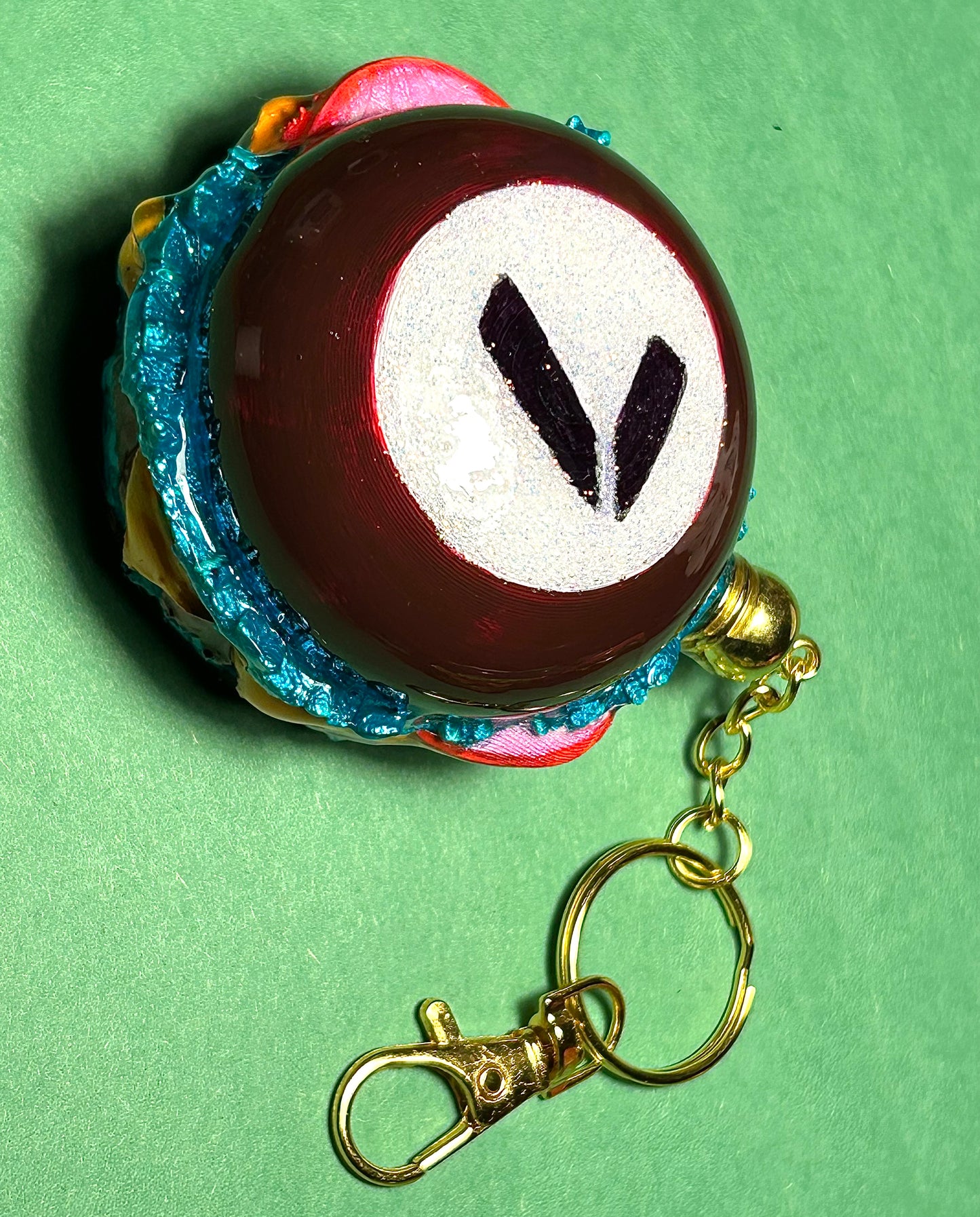 3D Printed Jumbo Billiard Burgers Keychains – Retro Fast-Food Charm, vintage, Custom-made 80s Accessory – TJB89 burgers