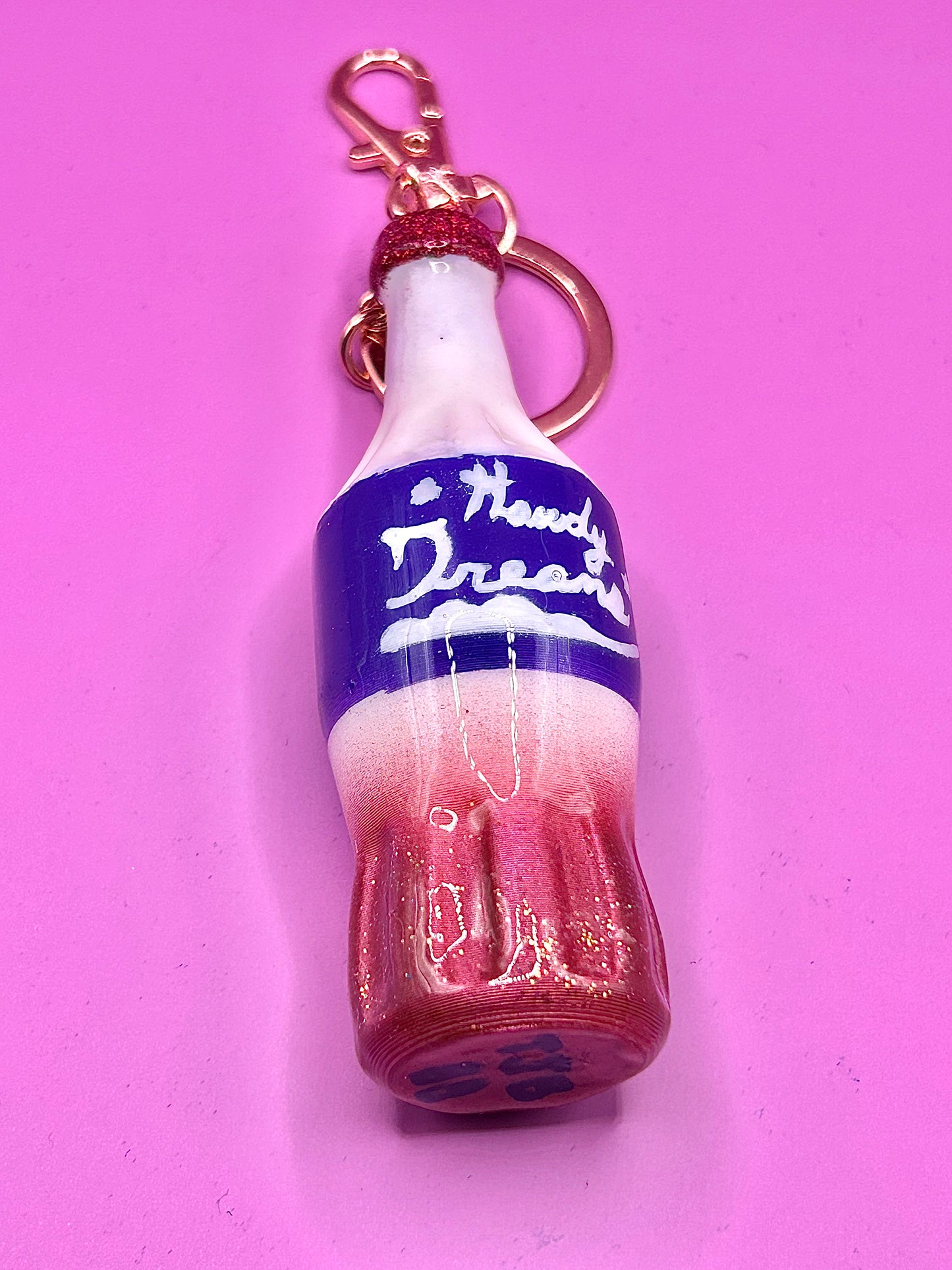 Retro Soda Bottle Keychain - 80s Style Drink Charm, Hand-Painted 3D Print - TJB89 Howdy dreams