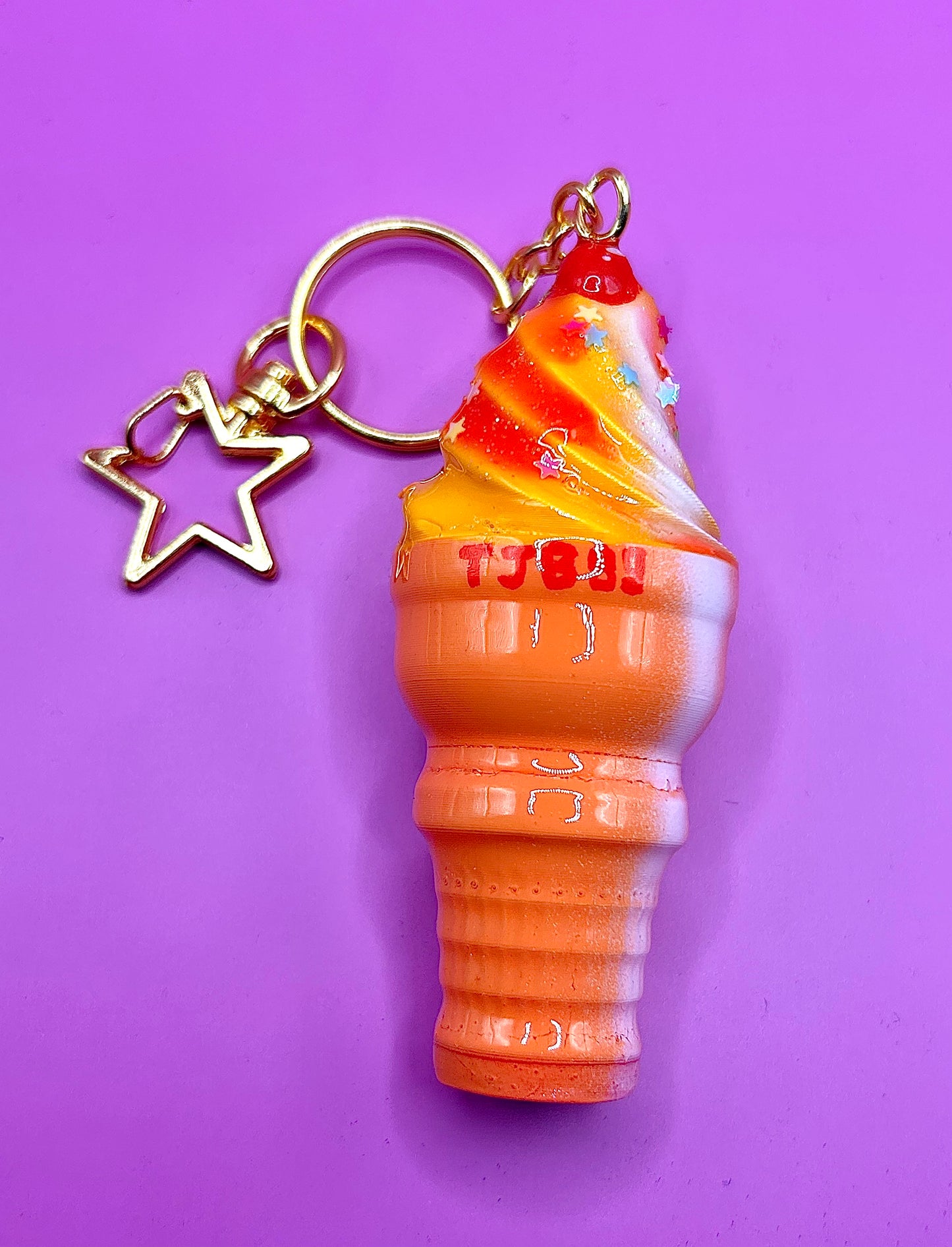 Retro dessert Keychain – Icecream Food Charm – OldSchool vintage Keyring – Hand‑Painted, 3D Printed-TJB89