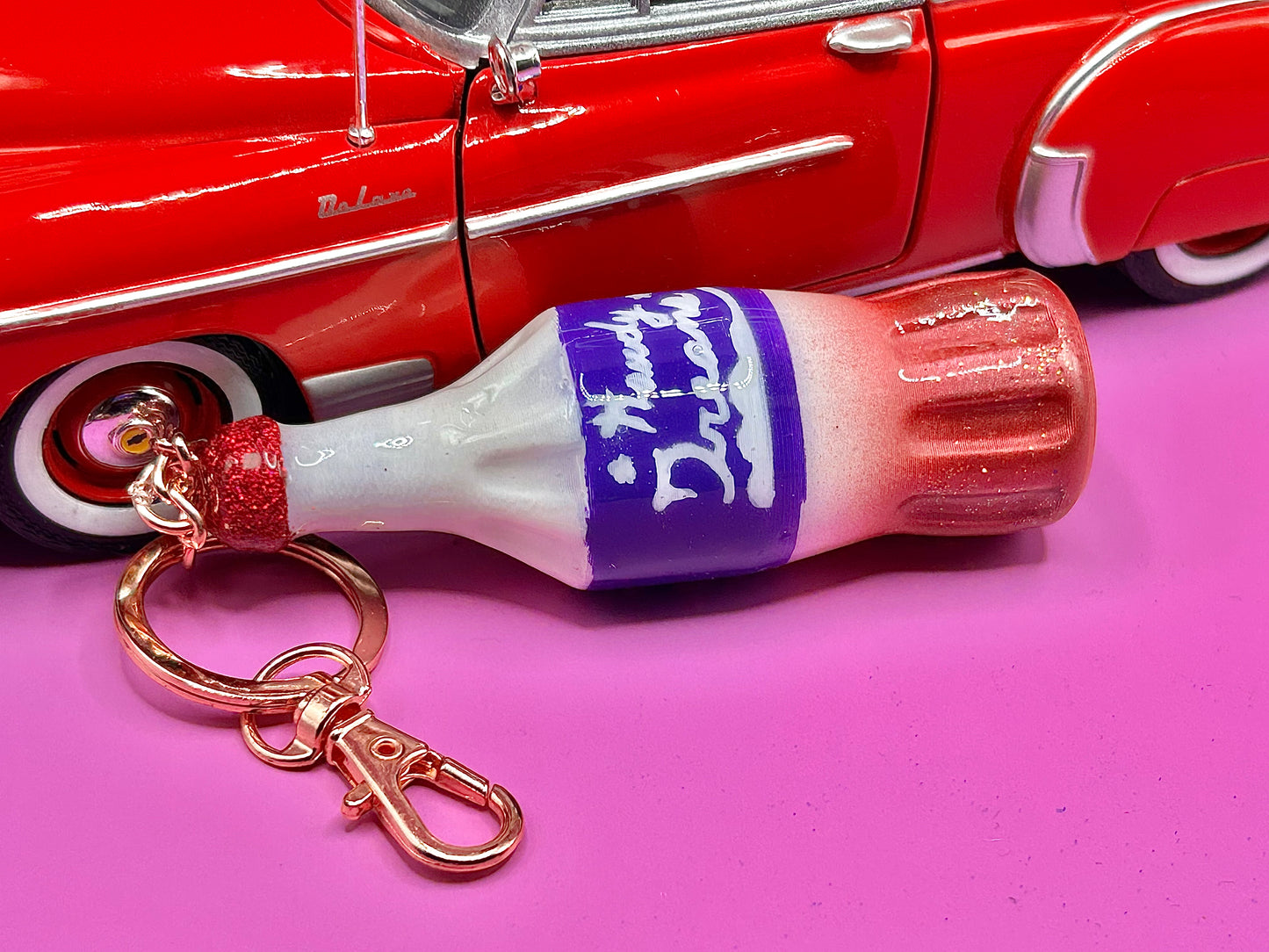Retro Soda Bottle Keychain - 80s Style Drink Charm, Hand-Painted 3D Print - TJB89 Howdy dreams