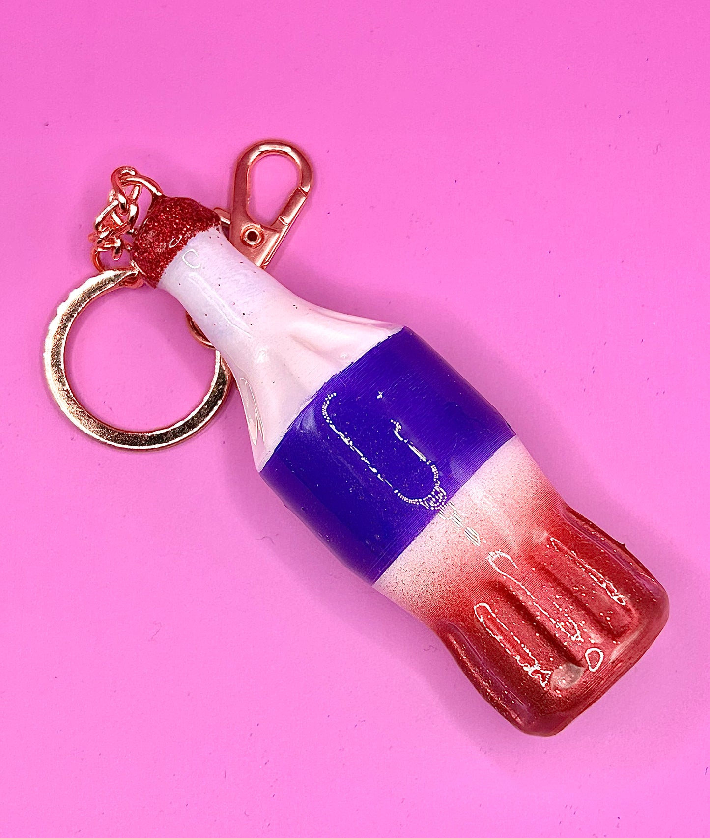 Retro Soda Bottle Keychain - 80s Style Drink Charm, Hand-Painted 3D Print - TJB89 Howdy dreams